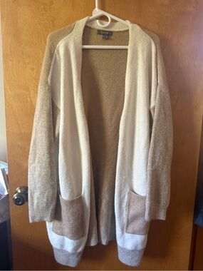 Primark Two-Tone Open Front Cardigan - Cream & Tan